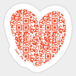 Red Rick Astley Rickroll QR Code Heart Art Sticker